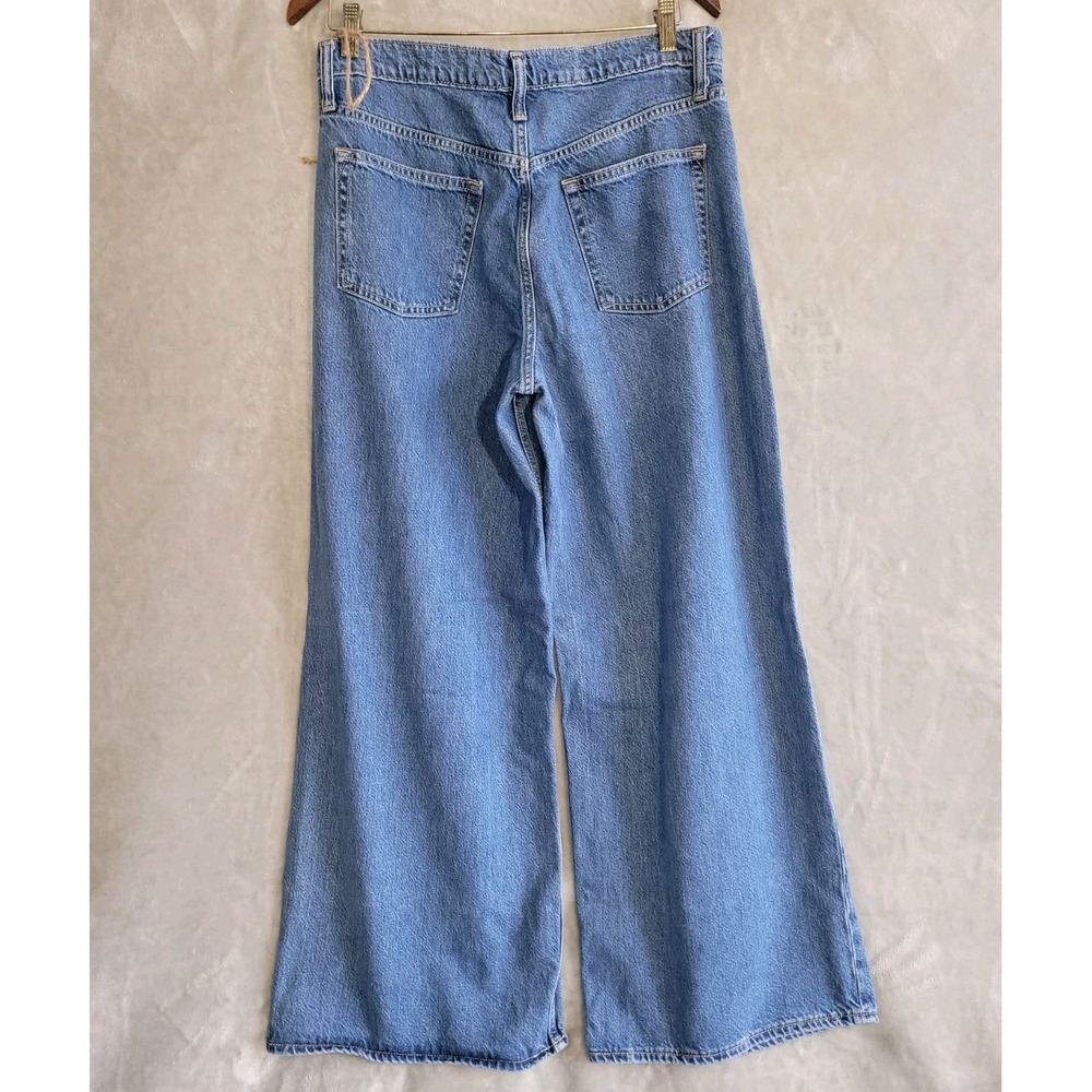 Gap Baggy Mid Rise Jeans Womens 29/8R Blue Medium Wash Wide Leg Distressed - Picture 6 of 8